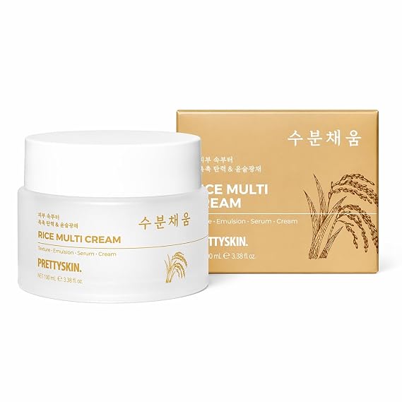 PRETTYSKIN Rice Amino Acid Multi Moisturizing Cream | 4-in-1 Toner + Emulsion + Serum + Cream | With Rice Bran Water & Niacinamide | Gentle Daily Hydration & Texture Care | 3.38fl.oz