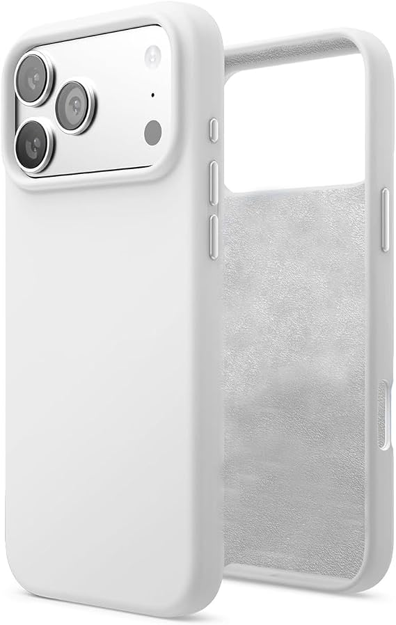 Apple iPhone 17 Pro Max Uyumlu İçi Kadife Lansman Silikon Kılıf Kapak Geniş Kamera Koruması Darbe Emici Şık ve Dayanıklı Telefon Aksesuarı (Beyaz)