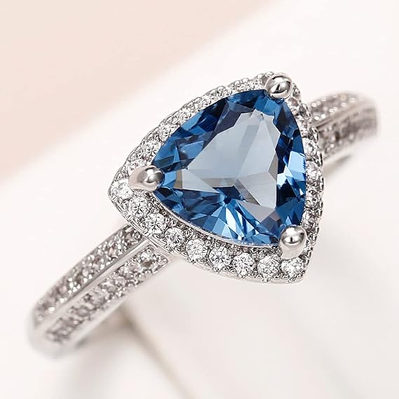 Promise Rings for her Fashion 925 Sterling Silver Shiny Full Diamond Ring Simple Triangle Zircon Women's Ring Cubic Zirconia Rings CZ Diamond Ring Eternity Engagement Wedding Band Ring for Women(9)