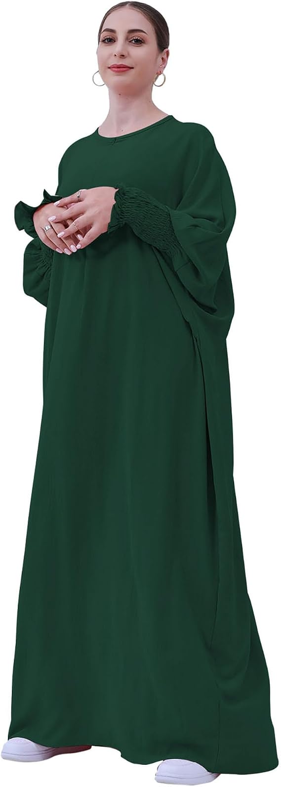 Muslim Prayer Abaya Islamic Women's Khimar Pure Color Hijab Dress Long Sleeve Dubai Kaftan