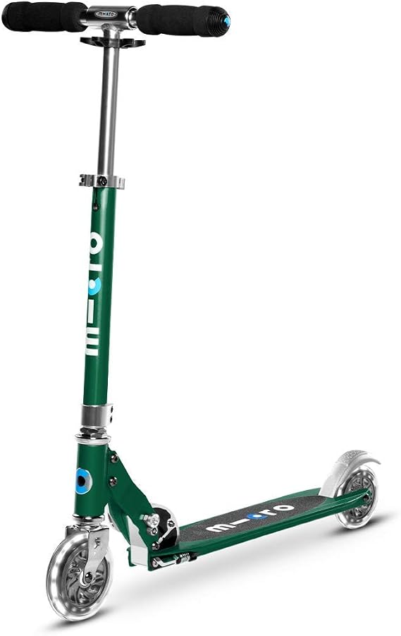 Micro Kickboard | Sprite Foldable LED Scooter for Ages 6+ | Children up to 220 lbs | 2 Wheel | Travel Ready | Adjustable T Bar | Smooth Ride, Motion Activated PU LED Wheels | Swiss Design
