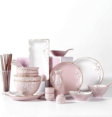 Ceramic Tableware Set, 36 Pieces Of Pink Cherry Blossom Tableware, Microwave And Dishwasher Safe, Lead-free And Cadmium-free Tableware, Family Holiday Gift Tableware