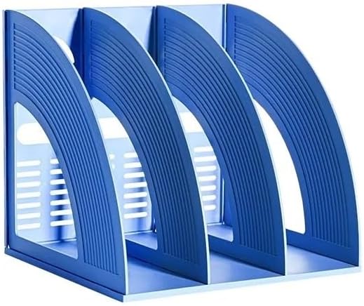 Three Column Desktop File and Archive Storage Rack Organizer of Student Book Sorting and Separating Office Stationery Shelves(F)