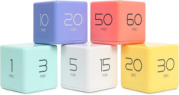 Mooas Cube Timer 5 pcs Set, Time Management, Kitchen Timer, Kids Timer, Workout Timer, Kids Timer, Time Management