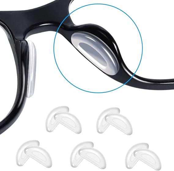 Eyeglass Nose Pads,5 Pairs of Silicone Nose Pads for Glasses,Anti-Slip Soft Nose Protector for Glasses (Clear/2mm)