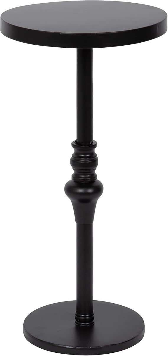 Kate and Laurel Stratton Rustic Pedestal Table; 13 x 13 x 26; Black; Decorative Pedestal Table for Decorating Smaller Living Areas and Hosting