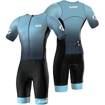 SLS3 Triathlon Suit Mens Elite Aero Trisuit Men - Tri Suit Triathlon - Full Zip, Aero Sleeves, Internal and Rear Pockets (Ocean Deep,Small)
