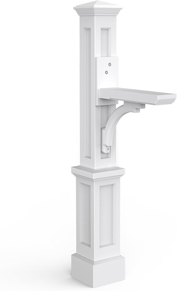 Mayne Newport Plus Decorative Mailbox Post, White