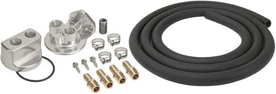 Derale Remote Oil Filter, Single Filter, 1/2 in NPT Thread Adapter, 10 ft Hose, 1/2 in NPT Thread Housing, 18 mm x 1.50 Adapter Thread, Fittings/Hardware, Universal, Kit