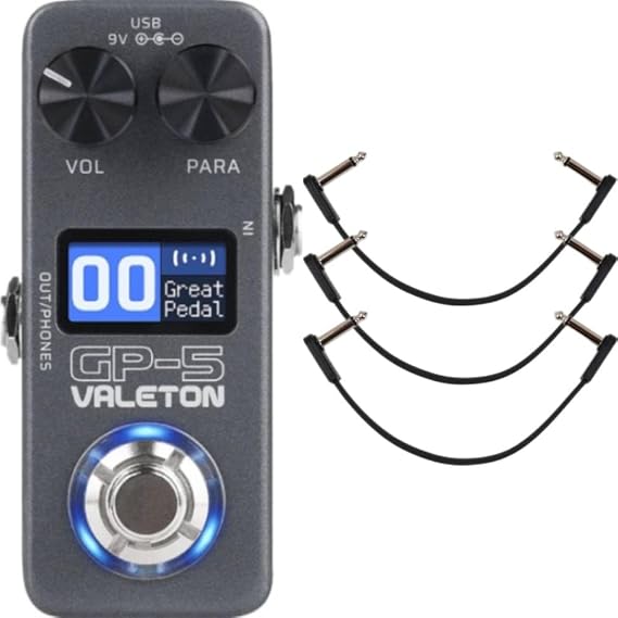 Valeton GP-5 Compact Multi-Effects Processor SnapTone & IR Loader, 100+ Effects, Bluetooth, USB Audio Interface and Pedalzoo Flat Patch Cable for Guitar Effects Pedals - Space-Saving and Reliable Pe