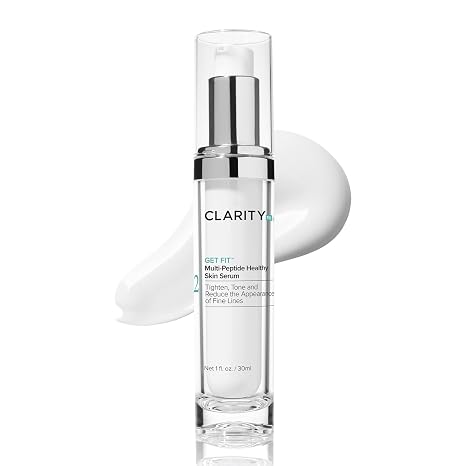 ClarityRx Get Fit Multi-Peptide Face Serum with Hyaluronic Acid, Anti Aging Serum for Fine Lines & Wrinkles, Natural & Plant-Based (1 fl oz)