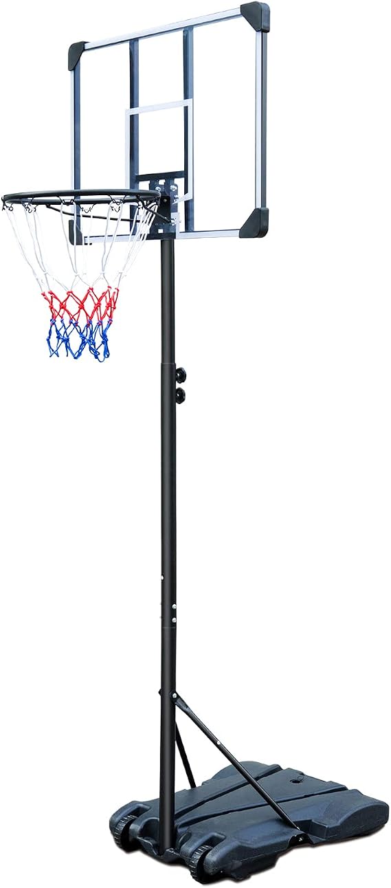 Portable Basketball Hoop Stand with Wheels for Youth Adjustable Height 5.4ft 7ft Use for Indoor Outdoor Basketball Goals Play Set