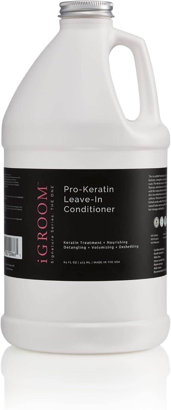 iGroom Pro-Keratin Leave-in Dog Conditioner, Luxury Pet Beauty Care, Keratin Treatment, Excellent Detangling, Made in USA, 64 oz