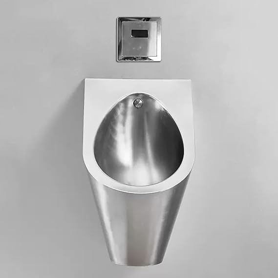 304 Stainless Steel Urinals, Smart Men's Wall Mounted Sensor Urinal, Residential Use Bathroom Toilet Urinal, Male Sanitary Ware Public Toilet Urinal, Anti-Splash(Silver 2)