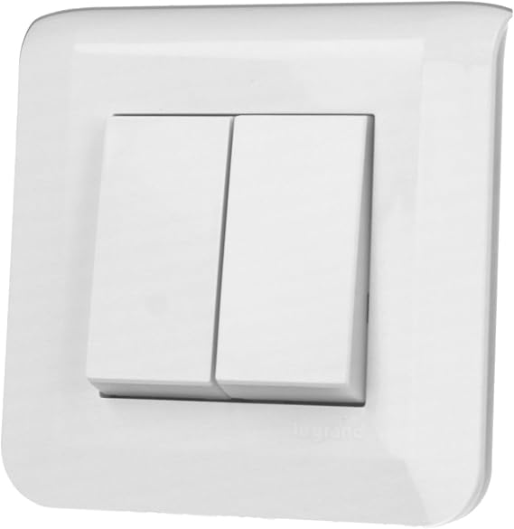 LEGRAND Double switch or toggle switch mosaic allows you to control two light circuits quick connection without tools thanks to automatic clamps complete with plate and