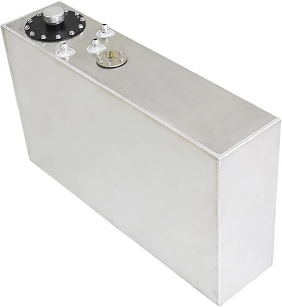 Aluminum 15 Gallon Slim Fuel Cell Fuel Gas Tank & Level Sender Silver Replacement for Hot Rod Street Racing Drift