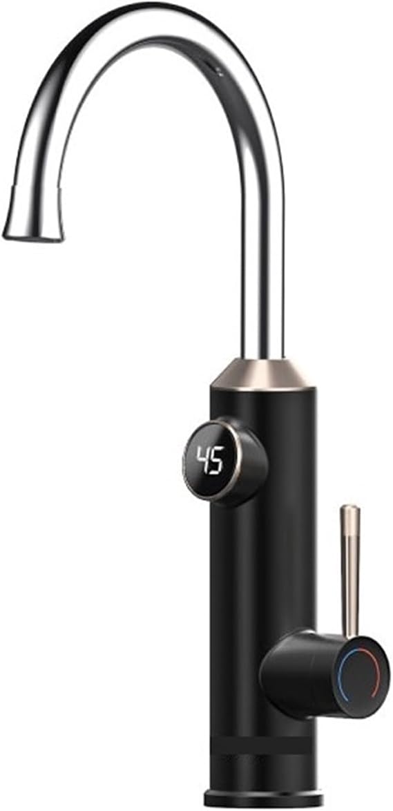 Electric Water Heater Kitchen Faucet 2in1 Tankless Heating Flow Tap Geyser for Home Fast Heating(Black)