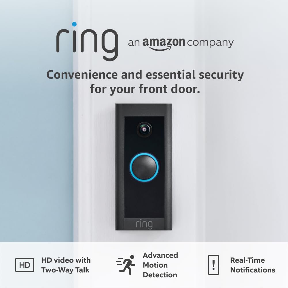 Ring Video Doorbell Wired | Doorbell Security Camera with 1080p HD Video, Advanced Motion Detection, hardwired (existing doorbell wiring required) | 30-day free trial of Ring Subscription Plan
