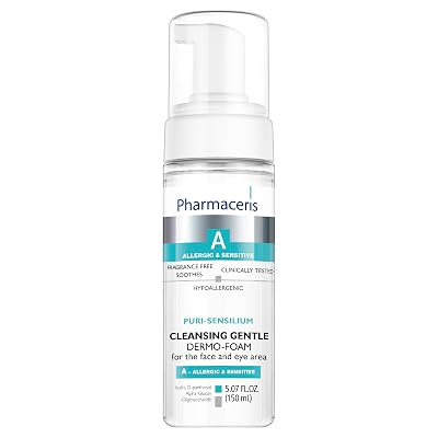 Pharmaceris Gentle Cleansing Foam Foaming Face Wash for Sensitive & Dry Skin, Removes Makeup & SPF, Hydrating & Soothing Hypoallergenic Cleanser, PURI-SENSILIUM, 5.07 fl oz