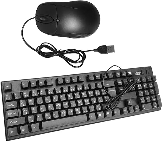 ARTIBETTER Wired USB Keyboard and Mouse Combo Arabic Letter Keyboard with Fast Response Mouse Full Size Computer Accessories for Home Office Daily Use