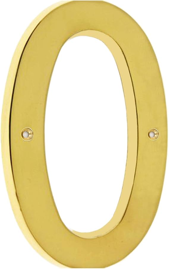 4 Inch Premium Bright Solid Brass Door House Numbers and Street Address Plaques Numbers for Residence and Mailbox Signs.