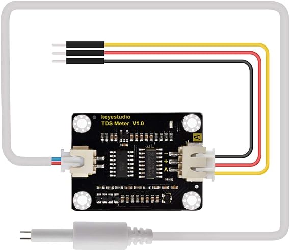 KEYESTUDIO TDS Meter Probe Water Quality Monitoring V1 Sensor Module with XH2.54-3Pin Jumper Wire Connector for Arduino