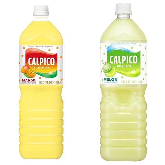 Calpico Soft Drink Bundle - Mango 50.67-Ounce and Water Melon 50.7 FZ Flavors, Pack of 1 Each