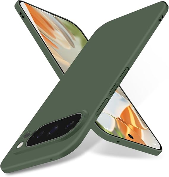 超薄型ケース Google Pixel 9 Pro XL用 ウルトラスリム 傷防止 肌に優しいハードPCカバー シルキータッチ&マット仕上げ 軽量 ミニマリスト Google Pixel 9 Pro XL 携帯電話ケース、グリーン