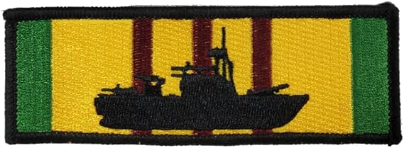 United States Navy PBR Patrol Boat River Silhouette on Vietnam Service Ribbon Military Patch - Veteran Owned Business