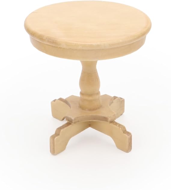 Dollhouse Furniture 1 12 Scale Miniature End Table Round Shape Woody Color