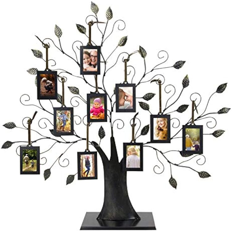 Family Tree Photo Frame Family Tree Picture Frame with 10 Hanging Picture Frames Wall Decor Brushed Bronze Photo Frame Ornament for Home and Office Decor