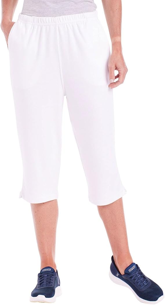 CATALOG CLASSICS Womens Capri Pants with Pockets Elastic Waist Pants for Women