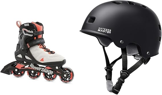 Rollerblade Macroblade 80 Women's Adult Fitness Inline Skate, Grey and Coral, Performance Inline Skates