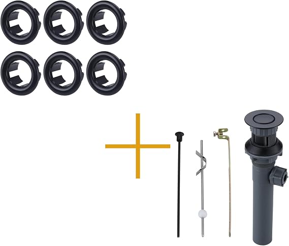 ARCORA Matte Black Bathroom Sink Drain and 6 Pack Sink Overflow Ring