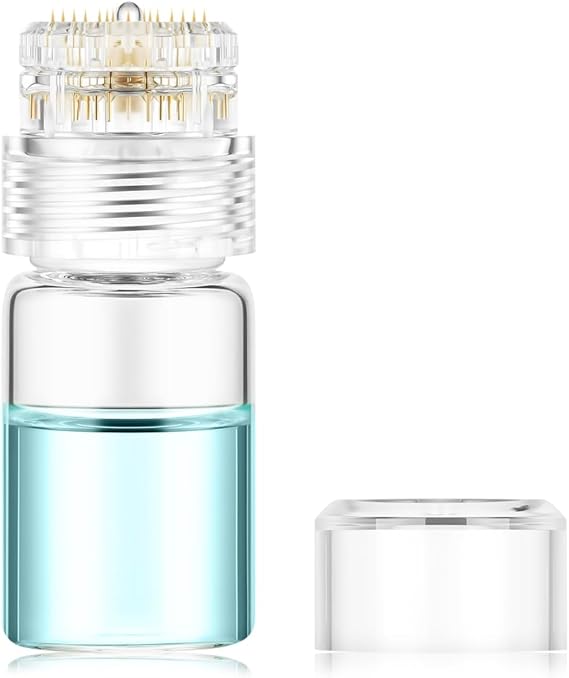 20-Pin Derma Stamp Microneedling Tool,0.25mm with Glass Serum Bottle