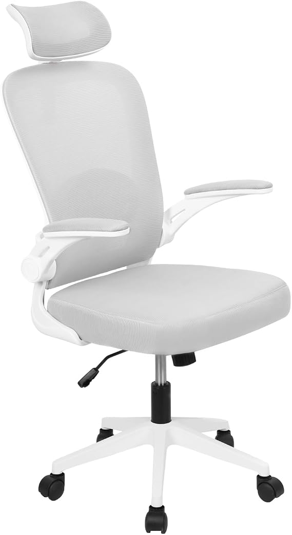 Ergonomic Mesh Office Chair 400LBS, High Back Desk Chair with Lumbar Support, Height Adjustable Swivel Computer Task Chair (White-Mesh)