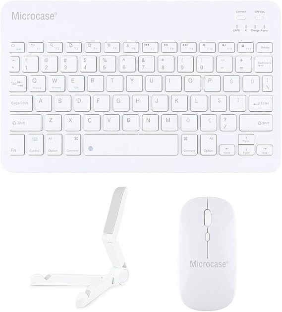 Microcase Samsung Tab S10 Ultra 14.6 inch Tablet ile uyumlu Türkçe Bluetooth Klavye+Mouse+Tablet Standı Beyaz AL5166