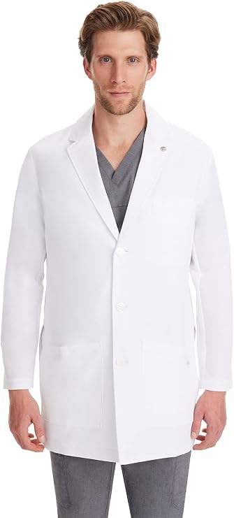 Healing Hands Logan Mens Lab Coat 34 1/2" 5 Pockets 360 Stretch