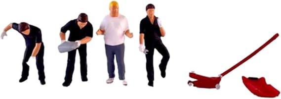 Yiju 1/64 Scale Diorama Figures, 4-Piece Hand Painted Street People Miniatures with Repair Tools for Model Train Layouts and Fairy Gardens