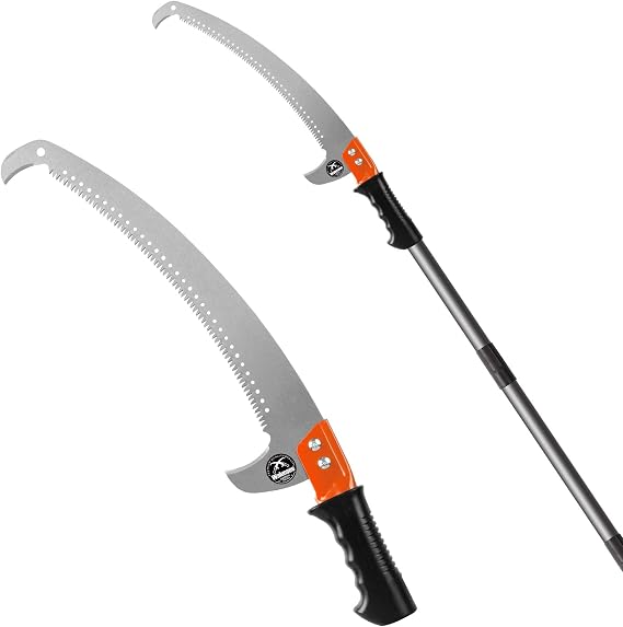 Walensee 7.7FT Pole Saw for Tree Trimming, Manual Tree Saw with Steel Blade & Adjustable Stainless Steel Extension Pole, Lightweight Long-Reach Tree Trimmer & Pole Pruner at Forestry Yard Garden Patio