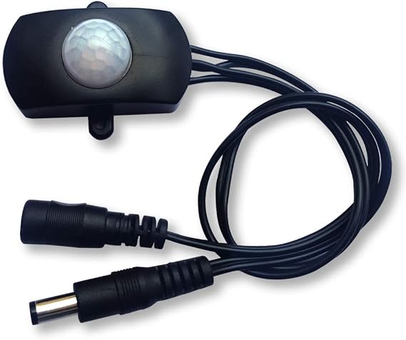DC 6V 12V-24V 5A PIR Motion Activated Body Sensor Switch with DC Cable for LED Strip Light (Rectangle(Without Light Sensor), Black)