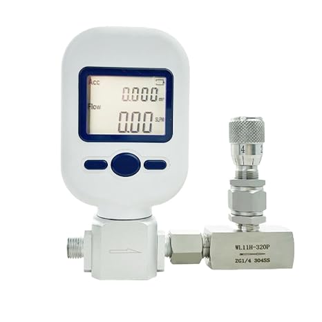 Portable Gas Mass Flow Meter MF5712 0~250L/min W/A Manual Flow Needle Valve for (Air,O2,N2)