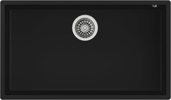 Teka TP-8434778007329_235341_Vendor 72.40 TG kare ankastre lavabo granit 80 cm | 1 lavabo | sepet vanalı gider + sifon | yüksek darbe dayanımlı yüzey | siyah | 44 x 20 x 76 cm