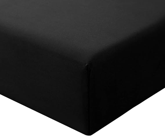 RUIKASI King Size Fitted Sheet Deep 40cm Pocket, Black 150x200cm