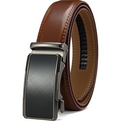 DOOPAI Mens Adjustable Ratchet Belt -White Leather Dress Belt for Men, Customizable Fit, Easy to Use, Maximum Durability