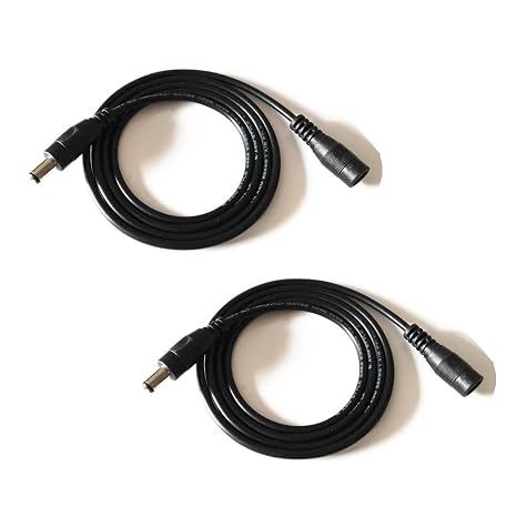 2PCS 3.28ft Black 5.5mm x 2.1mm DC Plug Extension Cable for Power Adapter 12v dc Extension 5.5mm x 2.1mm Extension 22AWG