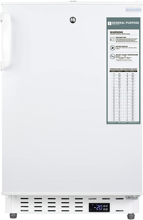 Accucold 2.47 cu.ft. Undercounter Freezer, Capacity, White - ADA305AF | 20" Wide, Built-in, Breakroom, ADA Compliant,25C Storage