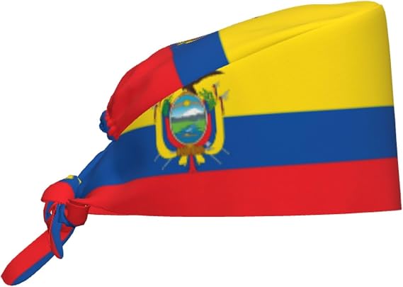 Cleaning Working Cap Flag of Ecuador Printed Chef Hat for Women & Men, Adjustable, Breathable Black