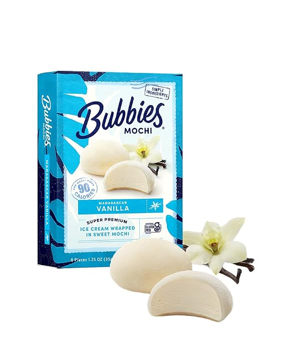 Bubbies Mochi Ice Cream, Madagascar Vanilla 7.5oz (Pack of 1)