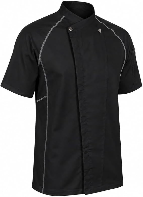 ChefsCloset Men's Clinton Snap Front Short Sleeve Chef Coat